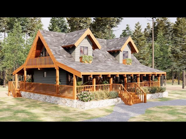 Dream Log Cabin : Stunning Small House with a Cozy Wrap Porch!