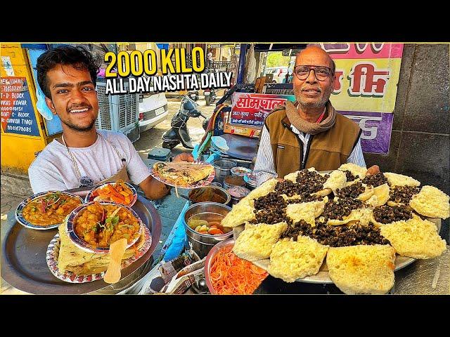 25/- BEST Indian Street Food Punjab  Black Chole Kulche Lotan, Swami ji ka Kujje wala Desi Nashta