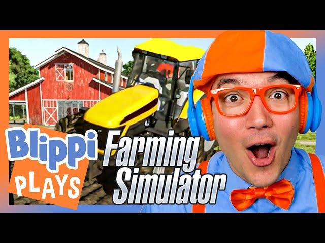 Blippi Drives a Tractor in 'Farming Simulator 25' ! | Blippi Plays Video Games for Kids!