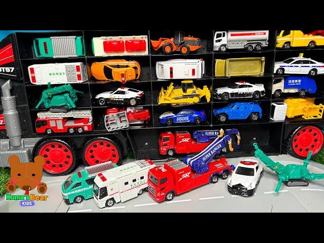 Big Car Carrier Looks for 21 Diecast Cars! 【Kuma's Bear Kids】