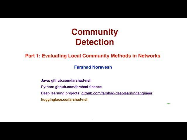 Part 1: Evaluating local community methods in networks