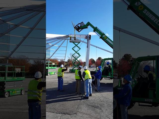 Losberger structure - Raising a 30m Rondo arch on a clearspan tent structure