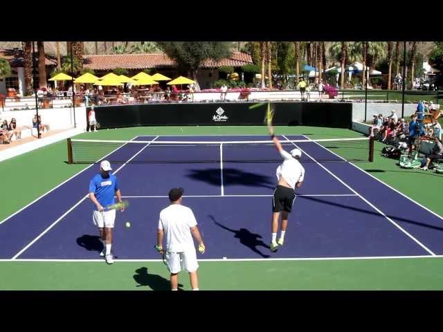 The Bryan Brothers Practice Serves 2013 Indian Wells