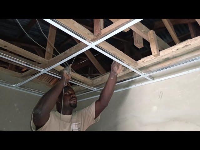 How To Install A Suspended Ceiling Grid With 60 x 60 Suspended Ceiling Board