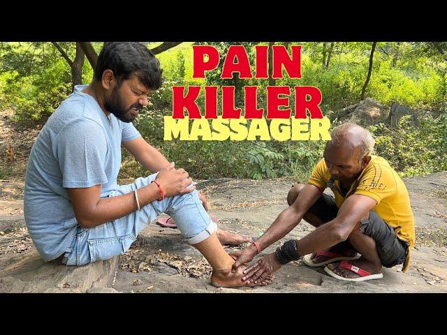 Painkiller Barber feet thumb adjustment massage by oil in forest - Asmr Indian massager