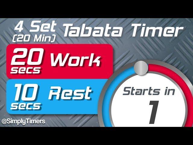 4 Set Full Tabata Workout Interval Timer (20 sec / 10 sec) 20 Minute Workout