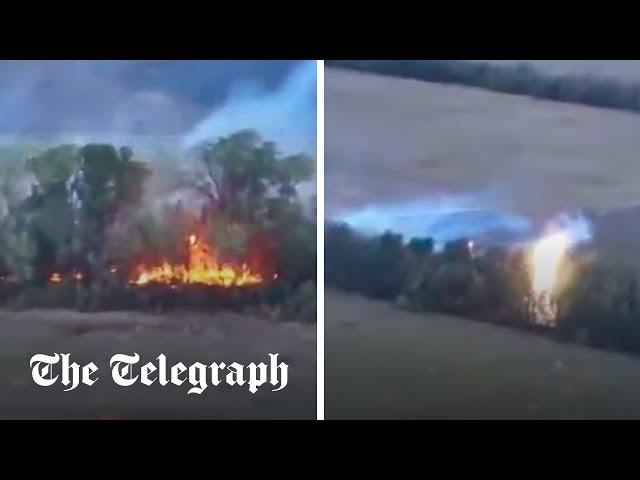 Drone rains down molten thermite on Ukrainian battlefield