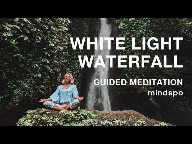 Guided Bali Light Bath Waterfall Meditation for Self Love + Lower anxiety and feel Peace 432HZ