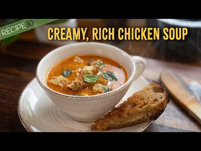 Creamy Tomato, Chicken and White Bean Soup (No Cream!)