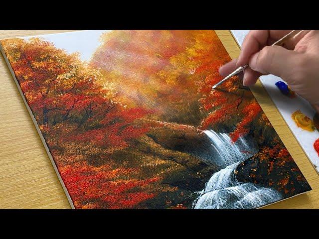 How to Draw Autumn Forest / Acrylic Painting for Beginners