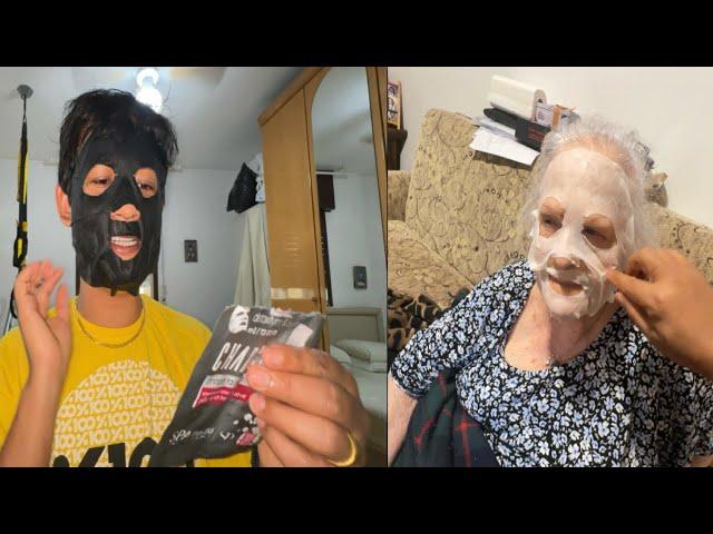 WE TRIED SHEET MASK FOR FIRST TIME I GARNIER SHEET MASK REVIEW  BOJU RA MERO| MY CAREGIVER JOB|