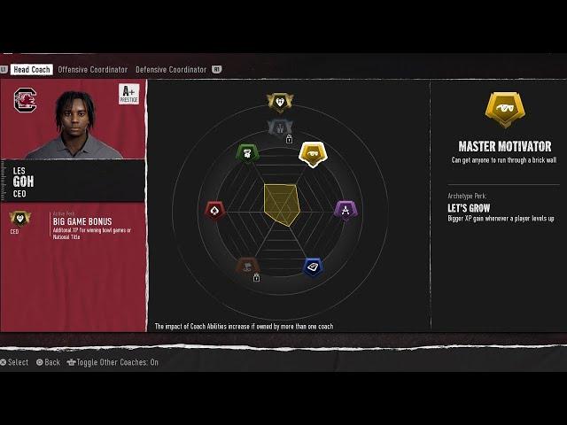 The Best XP Master Motivator Coach Build In NCAA 25