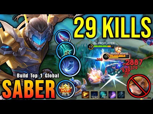 Saber Roam?! Insane 29 Kills, NonStop Roaming & Ganking!! - Build Top 1 Global Saber ~ MLBB