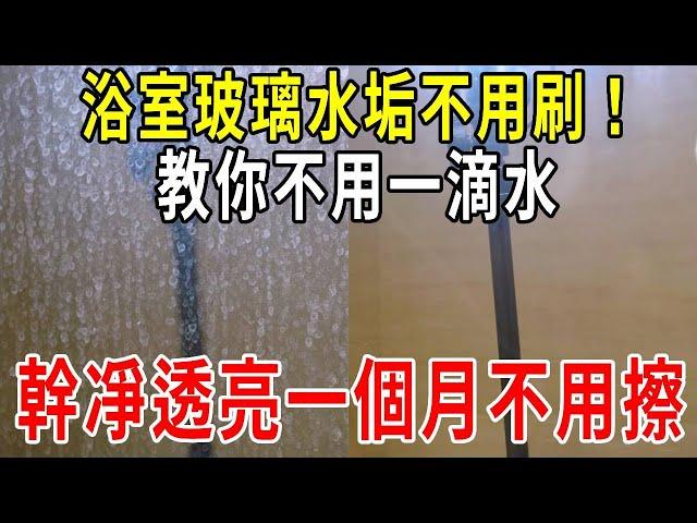 原來浴室玻璃水垢『完全不用刷』！教你不用一滴水，去除頑固水垢！玻璃立刻乾凈透亮，一個月不用擦