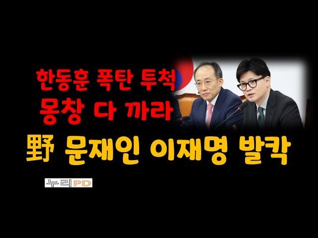 한동훈 작심하고 돌직구/문재인 이재명 여의도 발칵/누리pd-tv