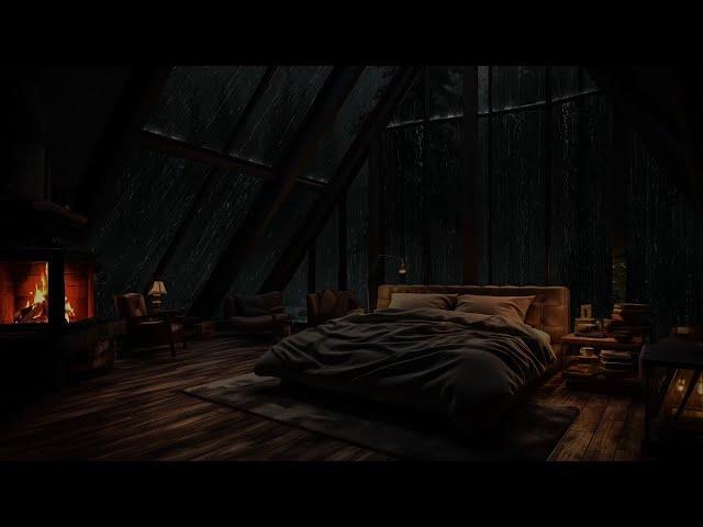 ️ Relaxing Rainy Day | ️ Cozy Room with Fire and Rain Sounds 