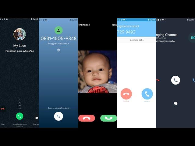 5 SOCIAL media incoming calls (what's,app/google meet/twinme/sky phone/zangi messenger,