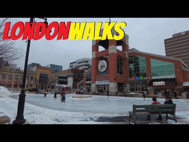 Winter walk through Downtown London Canada - London Ontario Walking Tour Jan 2022 [4K]