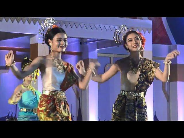 Beautiful Thai women perform a traditional dance with a Finnish song and kantele fusion music