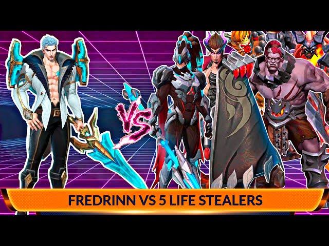 FREDRINN VS 5 LIFE STEALER FIGHTER | MOBILE LEGENDS FREDRINN VS ALL FIGHTER