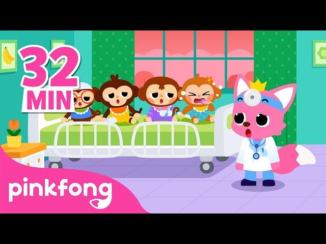 Five Little Monkeys Jumping on the Bed! | BEST Monkey Banana Dance Songs | Pinkfong Kids Songs