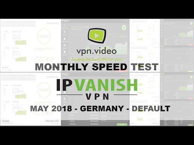 vpn.video - IPVanish - Speed test for May 2018  - Germany to Germany - Default settings