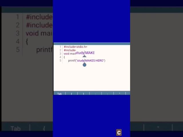 C language to print "STUDY MAKES HERO TECH" #shorts#clanguage #trending #program#study #hero#reels
