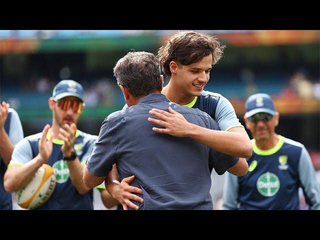 Konstas receives Baggy Green No.468 from Taylor | Australia v India 2024-25