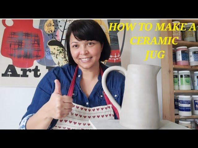 How to make a ceramic jug at home. Slab building technique  Pottery tutorial for beginners