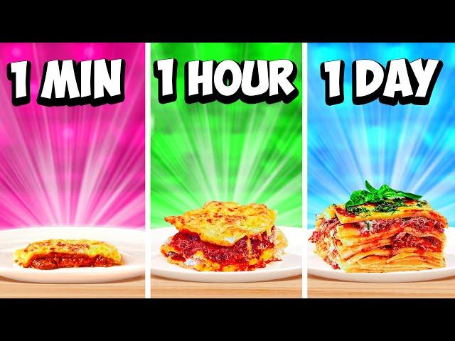 1 Minute vs 1 Hour vs 1 Day Lasagna by VANZAI COOKING