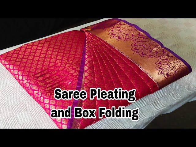 Saree pre-pleating &Box folding full video/ Pattu saree #saree #video #trending #beauty