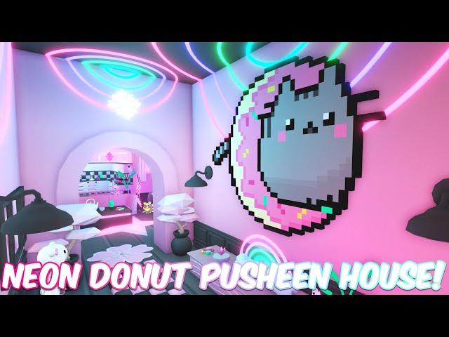 NEON DONUT PUSHEEN HOUSE in Adopt Me! (Adopt Me House Tour - Queenslander House) 