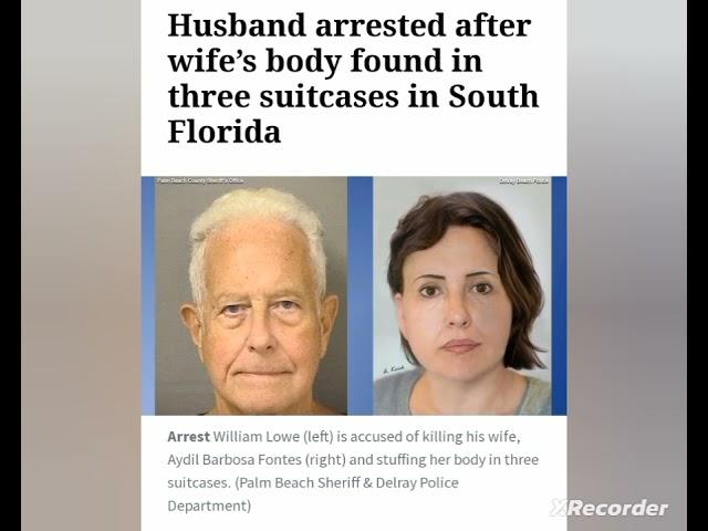 William Lowe, 78 arrested after his wife Aybil Barbosa 80 found d*ad inside a suitcase....