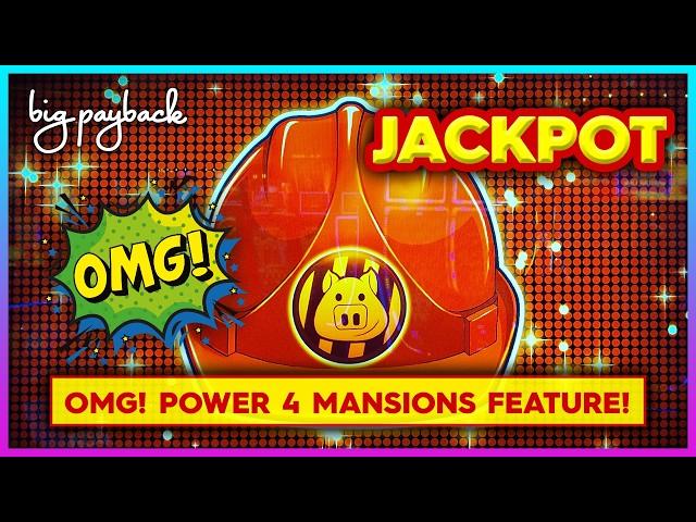 JACKPOT! HUFF N' MORE PUFF POWER 4!! Awesome MANSIONS FEATURE TRIGGER!!!