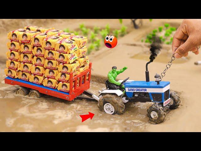 diy tractor heavy truck stuck in mud with Parle G | science project @sanocreator