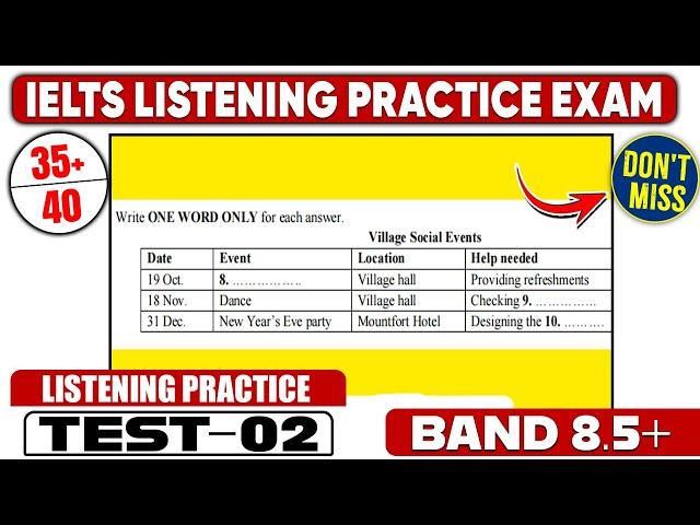 IELTS Listening Test - 02 With Answers | Real Listening Test | Cambridge Practice Test Series - 17