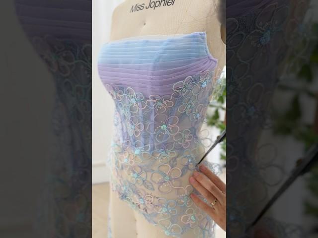 Making a corset strapless sky blue lavender dress #dress #gown #sewing #fashion #prom #wedding