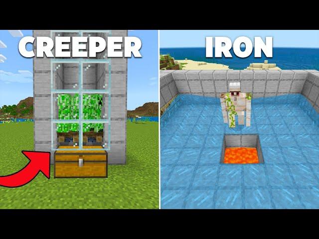 TOP 3 Farms for Beginners in Minecraft Bedrock 1.21! (Iron Farm, Creeper Farm)