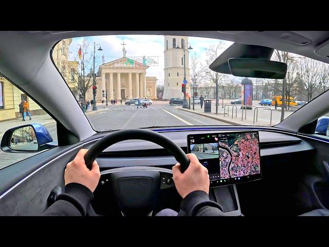 2024 Tesla Model 3 Highland | POV Test Drive | Tesla in city traffic