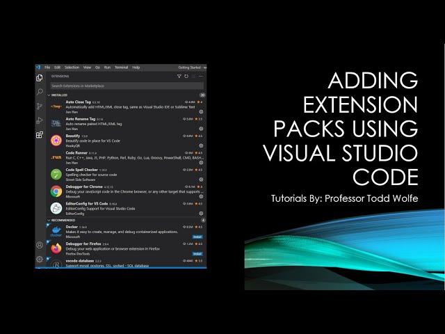 Visual Studio Code Tutorial - How to add extension packs (VSCODE)