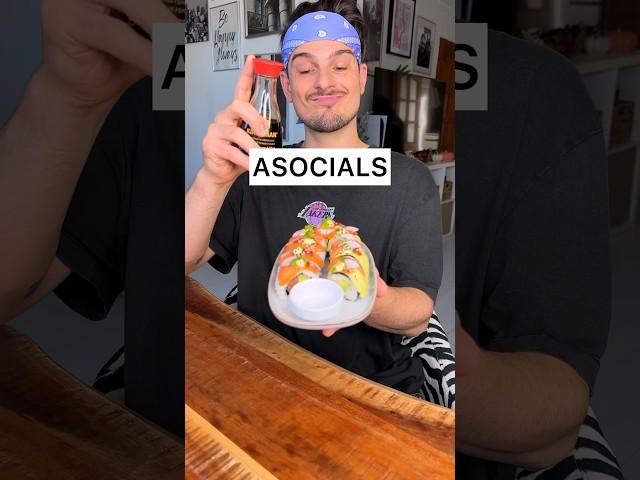 Do you know you can stop the SOY SAUCE with a finger? | Normal vs asocial eating sushi|CHEFKOUDY