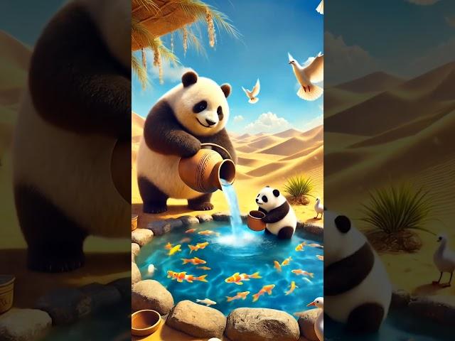Panda put a lot of fish in the water and the bear ate them all  #ai #Panda