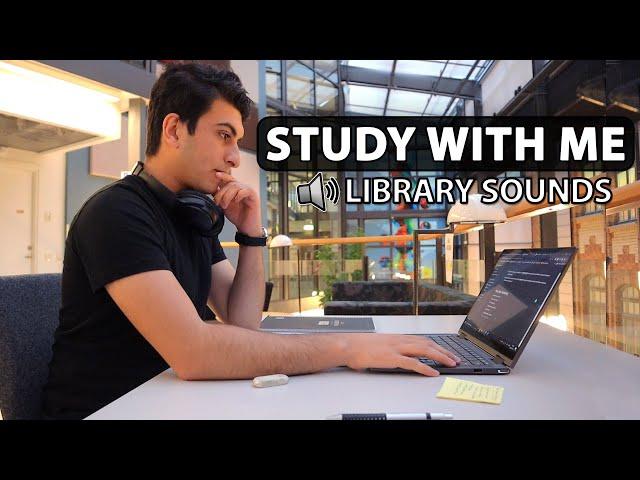 STUDY WITH ME AT THE LIBRARY | 1.5 HOURS | LIBRARY SOUND ASMR | NO MUSIC