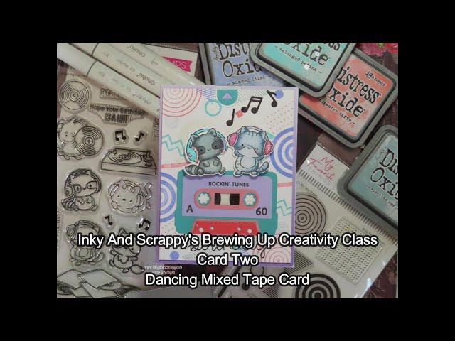 Inky and Scrappy's Brewing Up Creativity with Jaime, January 2024 Card Two, Dancing Mixed Tape Card