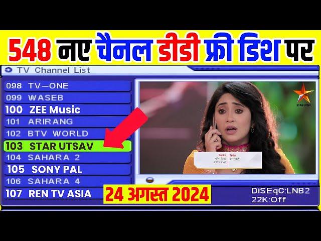 DD Free Dish Latest Update MPEG2 Set Top Box 24 August 2024 ADD New Channel Setting on DD Free Dish