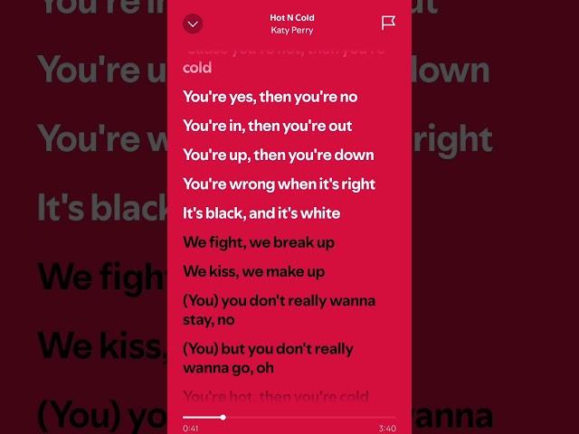 Hot N Cold - Katy Perry - Lyrics (Remix) #spotify #lyrics #like  #hotncold #katyperry #music