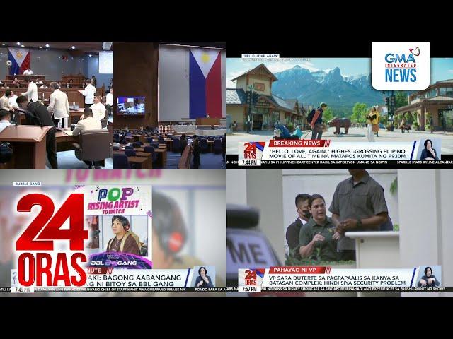 24 Oras: (Part 3) VP Sara: isa lang naman ang gustong pumatay sa akin si Martin Romualdez;..., atbp