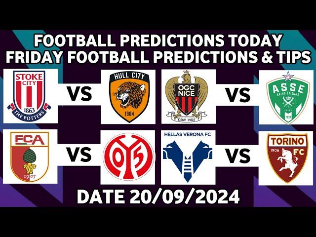 FOOTBALL PREDICTIONS TODAY 20/09/2024|SOCCER PREDICTIONS BETTING TIPS,#betting@sports betting tips