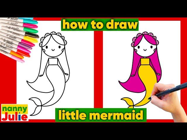 How to draw kawaii princess ARIEL | The Little Mermaid | Nanny Julie