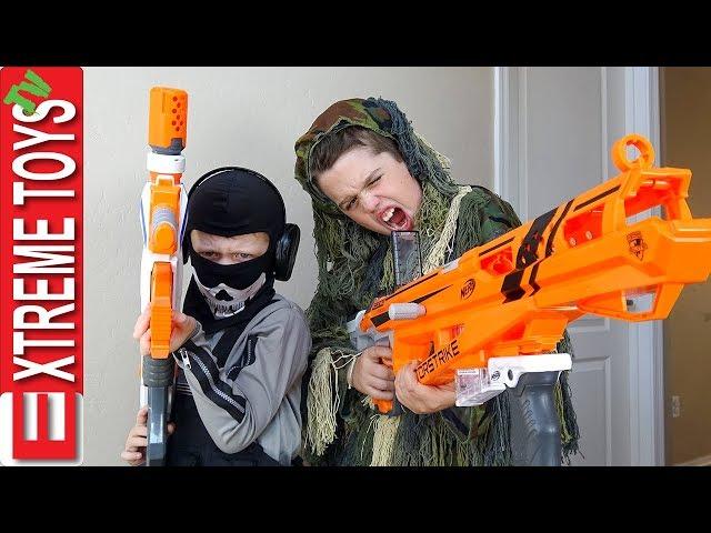 Nerf Battle Black Ops Edition! Cole Attacks Ethan with a Nerf Modulus Blaster!